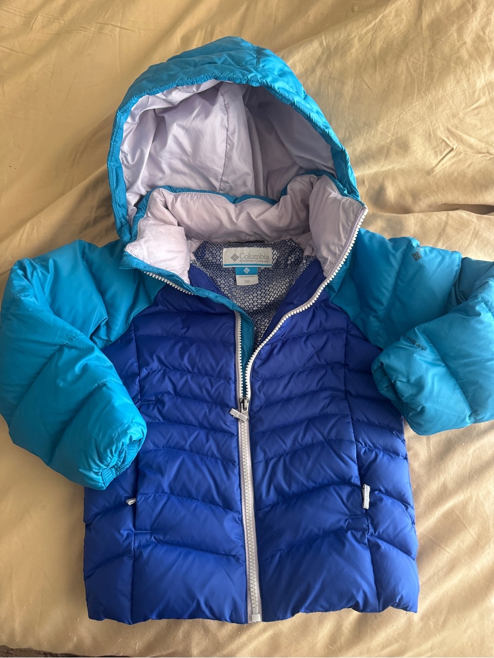 Columbia goose down Kids' Blue Puffer Jacket with Hood